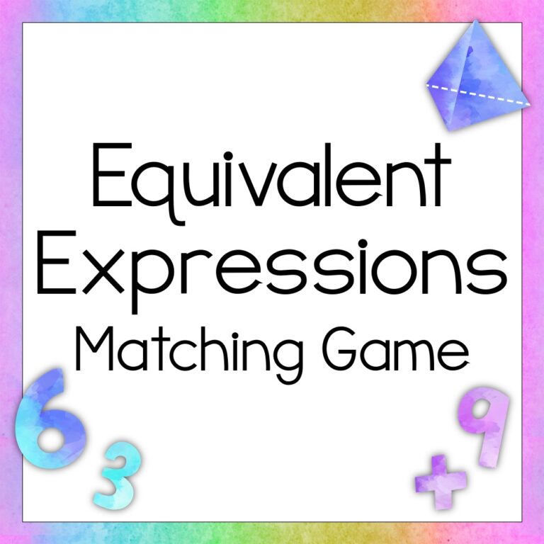 Equivalent Expressions Matching Game